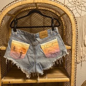 RARE 550 Orange Tag Levi Cutoff Shorts *hand-painted pockets*